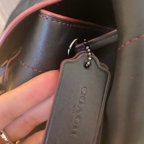 NEW Coach Black leather backpack with red trim - Picture 5 of 9